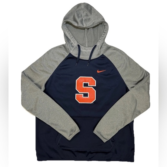 Nike Syracuse Orange SU Athletics NCAA Blue Gray Hoodie Mens Size L ThumbHoles - Picture 1 of 7
